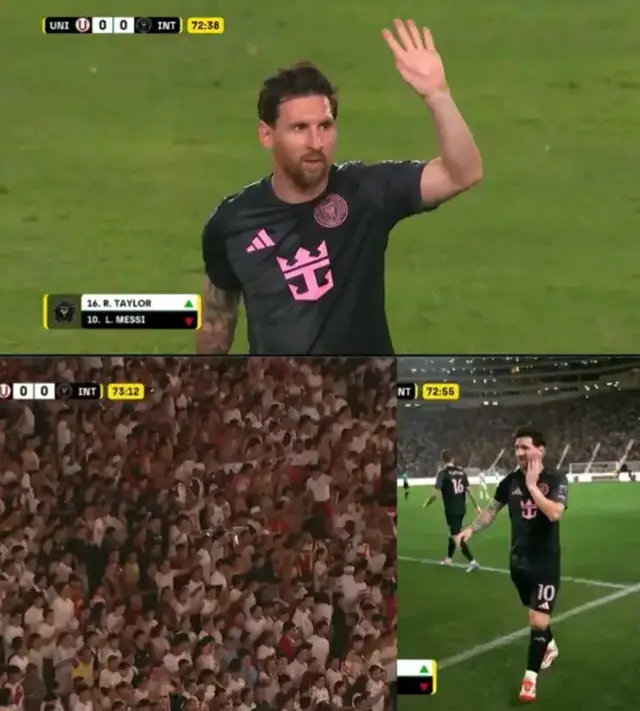 A shocking, unprecedented scene occurred with Messi the moment he left the field with his team, Inter Miami 🤯. For the first time in history, a football match ended in the 73rd minute due to a wild earth,quake created by the opposing fans while Messi was leaving the field.🔥😮   The coach of Inter Miami decided to make a bold move and substitute Messi in a preseason match for the new season, and something happened from the opposing fans that no one could have ever imagined.😱😳   Peruvian Universitario fans came and filled the stadium to watch Messi play against their team, and look at what they did when he was substituted, along with Messi’s reaction and shock in that moment. 