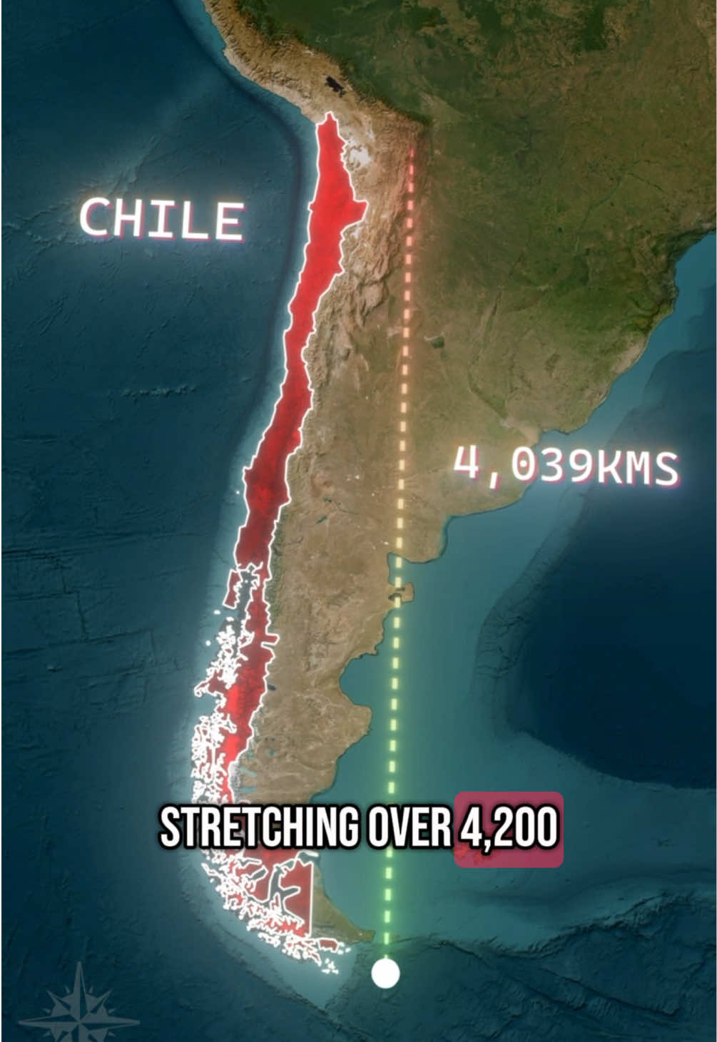 Chile stretches over 4,200 km—longer than the distance from Morocco to Finland—yet it’s only 180 km wide! 🌎 But why does Chile have such an extreme shape? From the towering Andes to the vast Pacific Ocean, discover the natural and historical forces that shaped this one-of-a-kind country. #chile #chilena 