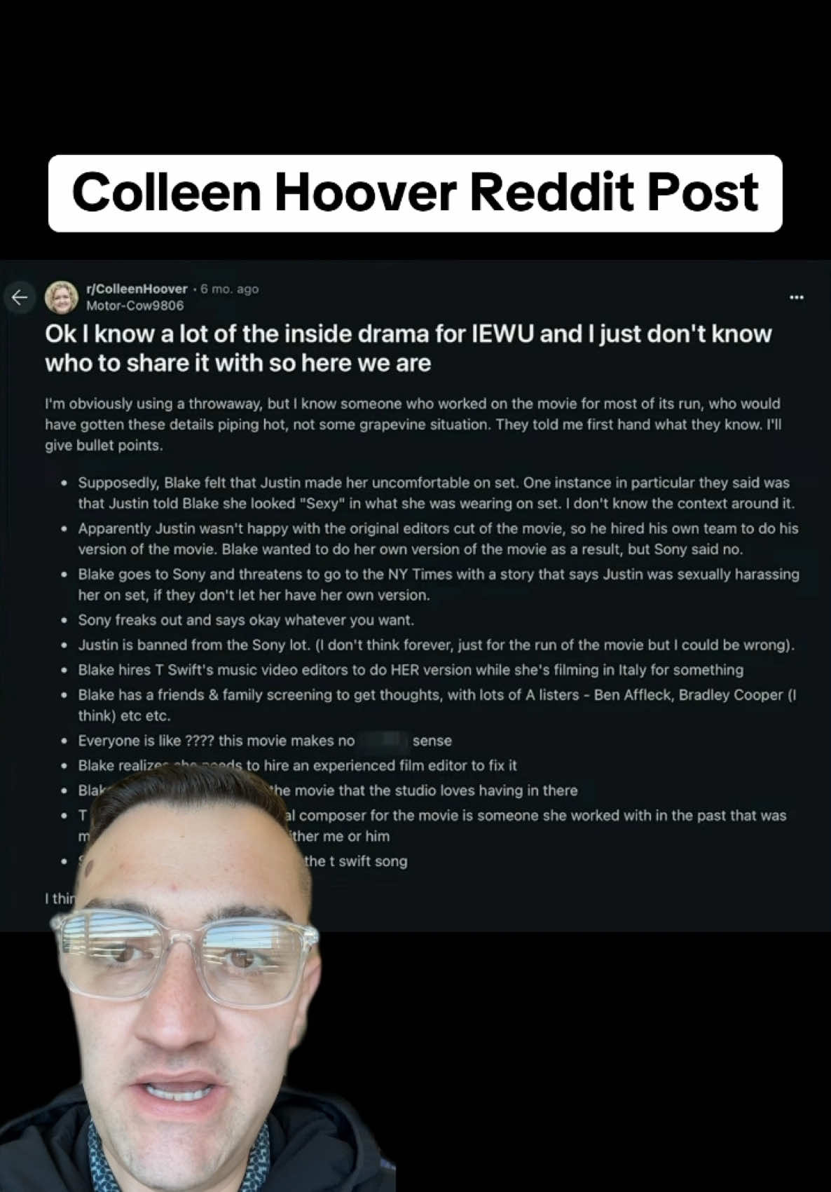 What do you guys think of this post from 6 months ago?? It pretty much outlines the timeline of events, no? Put your thoughts in the comments!! #blakelively #ryanreynolds #justinbaldoni #taylorswift #swifttok #colleenhoover #itendswithus #itendswithusmovie #bradleycooper 