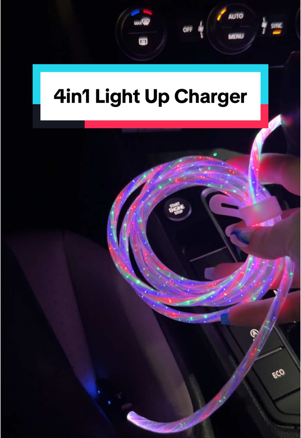 Idk why I said “food” like that 😭 #4in1charger #phonecharger #lightupcharger #chargingcable #phoneaccessories #caraccessories #techgadgets #tiktokshopfinds 