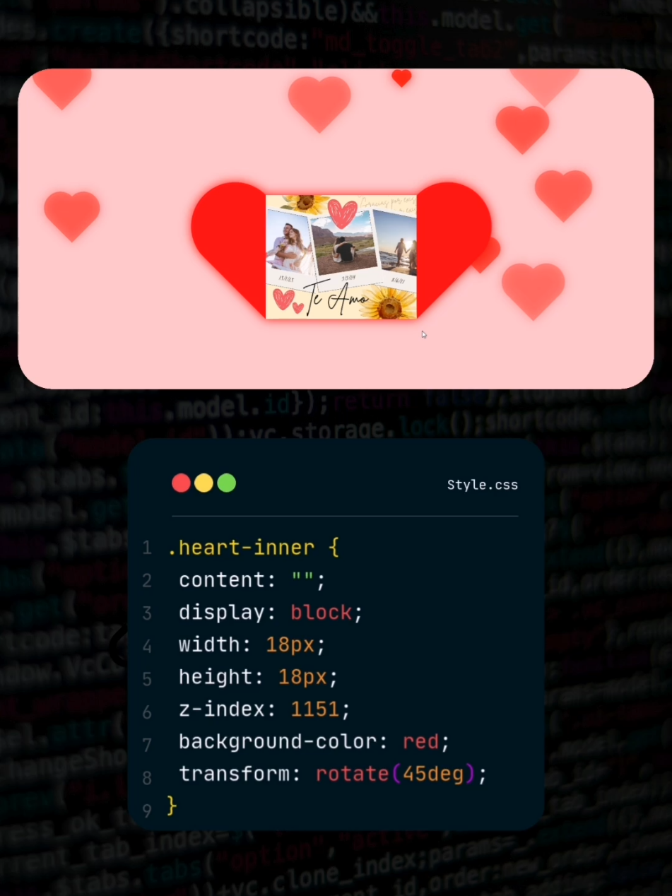 Corazón con carta digital para dedicar, programación con Html, Css y JavaScript #amor #❤️ #ilove #iloveyou #parejas #novios #programacion #code #coding #loveyou #html #htmlcss #programming 