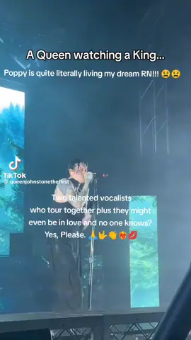 This is the most beautiful thing I've ever seen. even if they aren't together, he knows she's watching and I think it hypes him up. What an adorable friendship/relationship! 🥹🥹😍😍 #noahsebastian #poppy #BestFriends #isupportthis #fyp #metalcore 