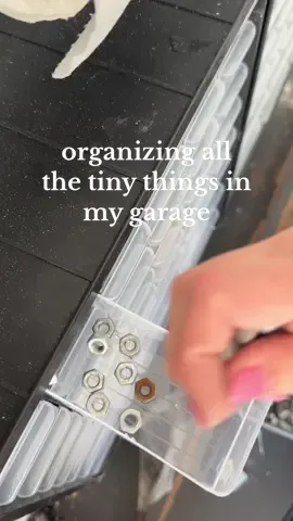 One of my New Year’s resolutions is to stay organized - so today I’m working on this little corner in the garage. Our nails and screws were soooo disorganized and it was impossible to find what we needed when we needed them so I took about 30 minutes today and sorted, decluttered and sifted through our 3rd or 4th tub we had sitting around. #garageorganization #garageorganizing #DIY #doityourself #organiztionideas #declutter