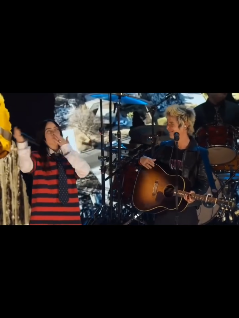 Green Day and Billie Eilish performing Last Night on Earth together at Fire Aid in Inglewood. #greenday #billiejoearmstrong #trecool #mikedirnt #billieeilish 