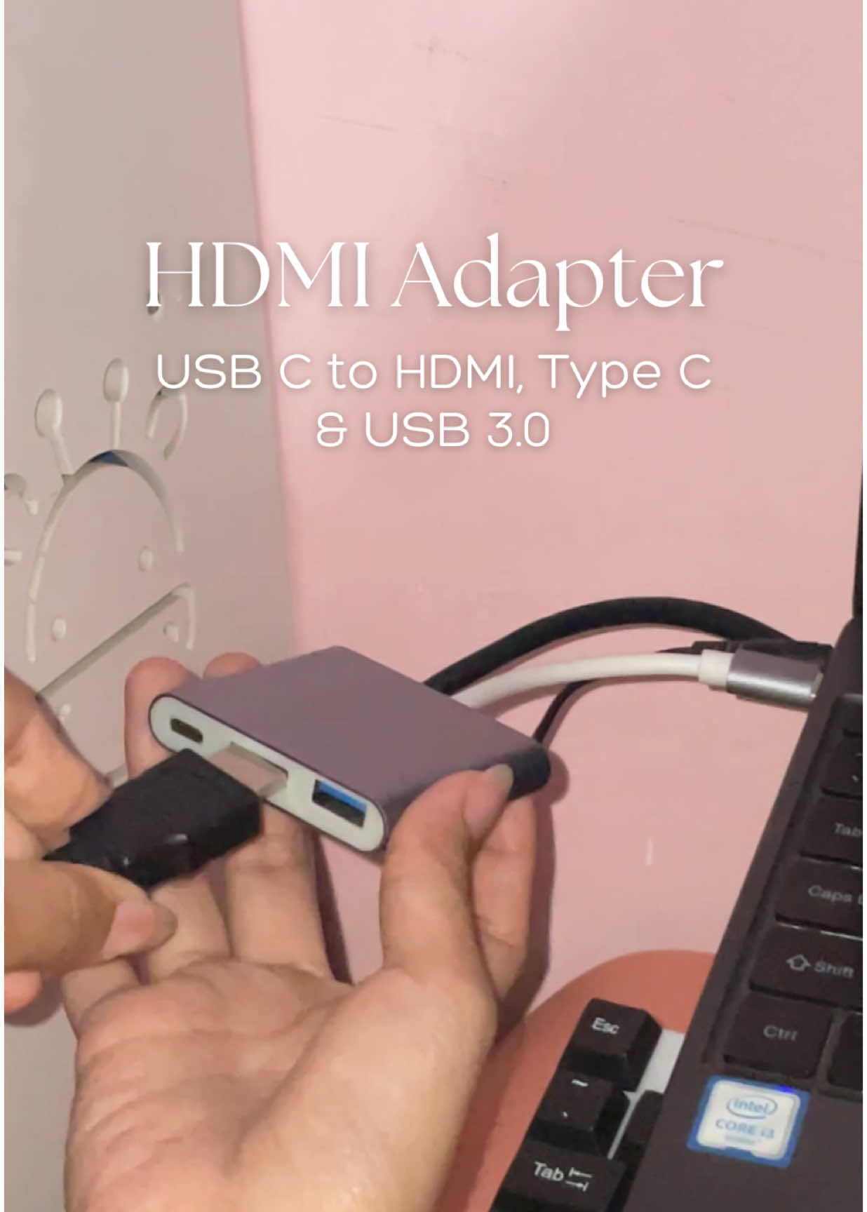 Replying to @Jean Alvrn Here's the adapter I used for my laptop that doesn't have HDMI Port! btw, my laptop isn't mac hehe #adapter #hdmiadapter #hdmiport #otg #typectohdmi #typectohdmi3in1adapter #3in1adapter #laptopessentials #desksetup #laptopsetup 