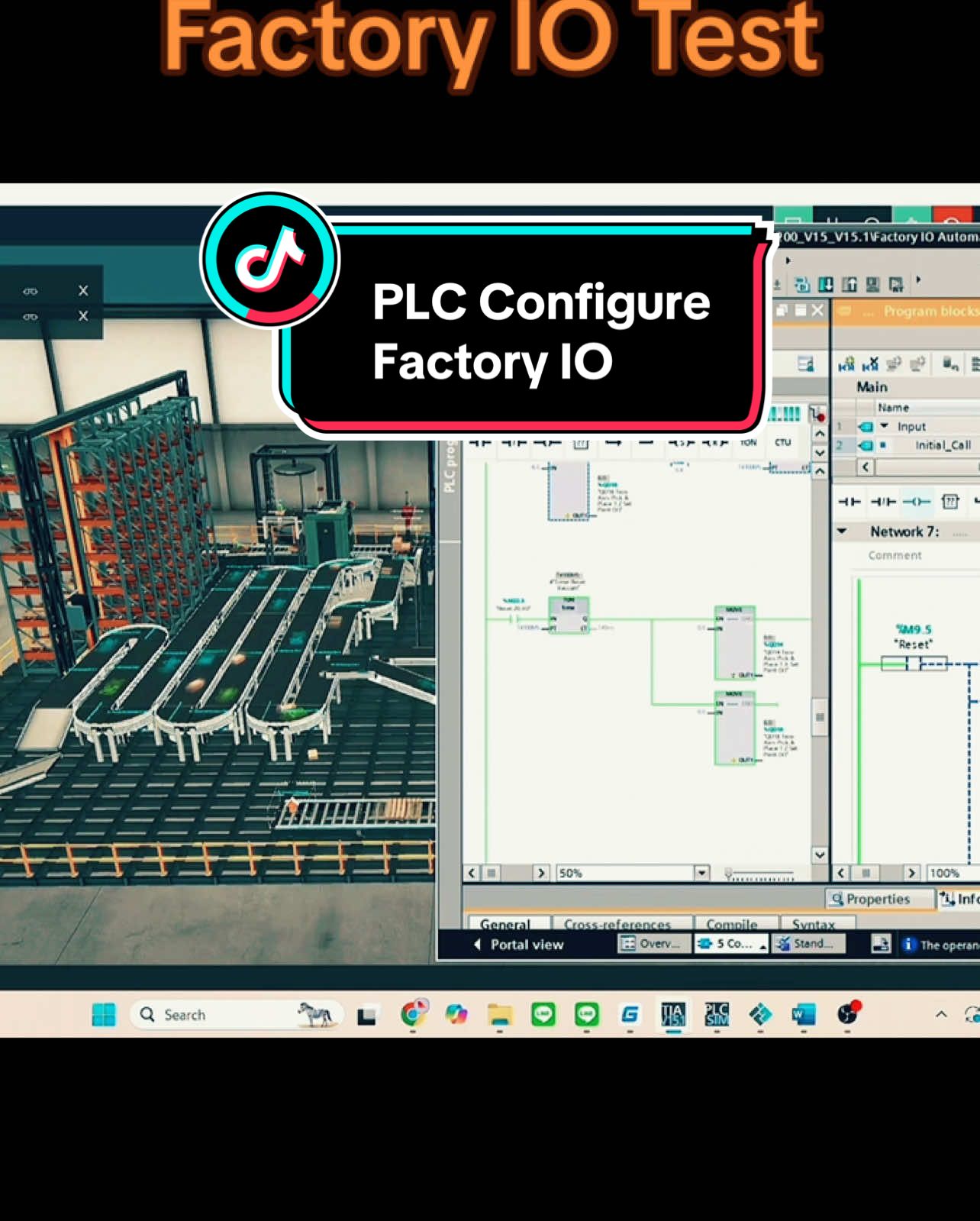 TEST RUN Automation PLC Siemens Configure Factory IO #CapCut #PLC #ไฟฟ้า #siemens #programming #สื่อการสอน #Automation 