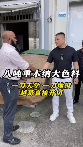 八吨重木纳大色料直接开切#翡翠 #翡翠原石 #缅甸翡翠 #帝王绿 