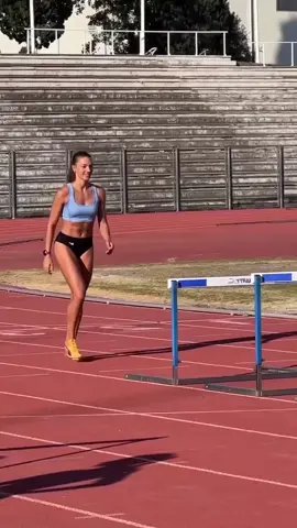 She goes to the beach then  the track tan & hops 