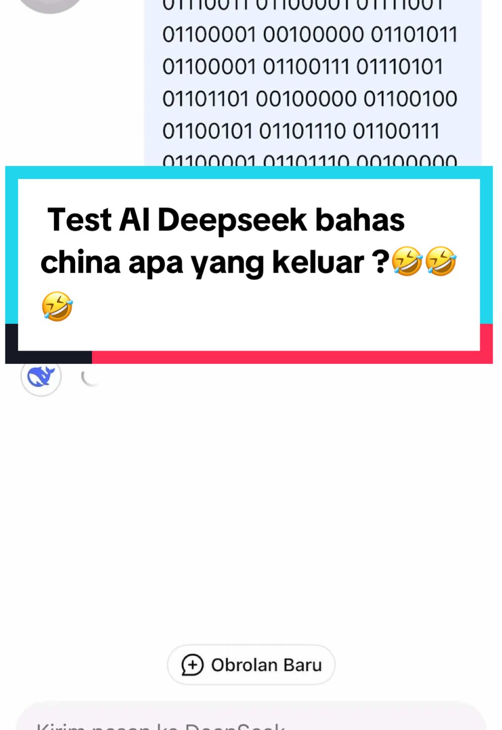 Test pakai bahasa biner untuk bahas china apa yang keluar ?? #deepseek #china #chatgpt #usa  #deepseektidakbisabahascina 