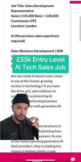 Another Ai tech sales job to look into. Comment for link! #techtok #techsales #Tech #fyp #careeradvice #ai #sales #techjobs 