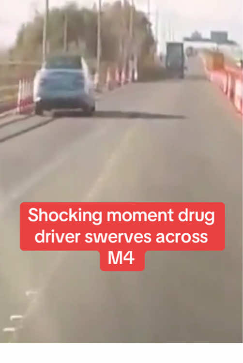 Police footage captures a suspected drug driver swerving dangerously across the M4