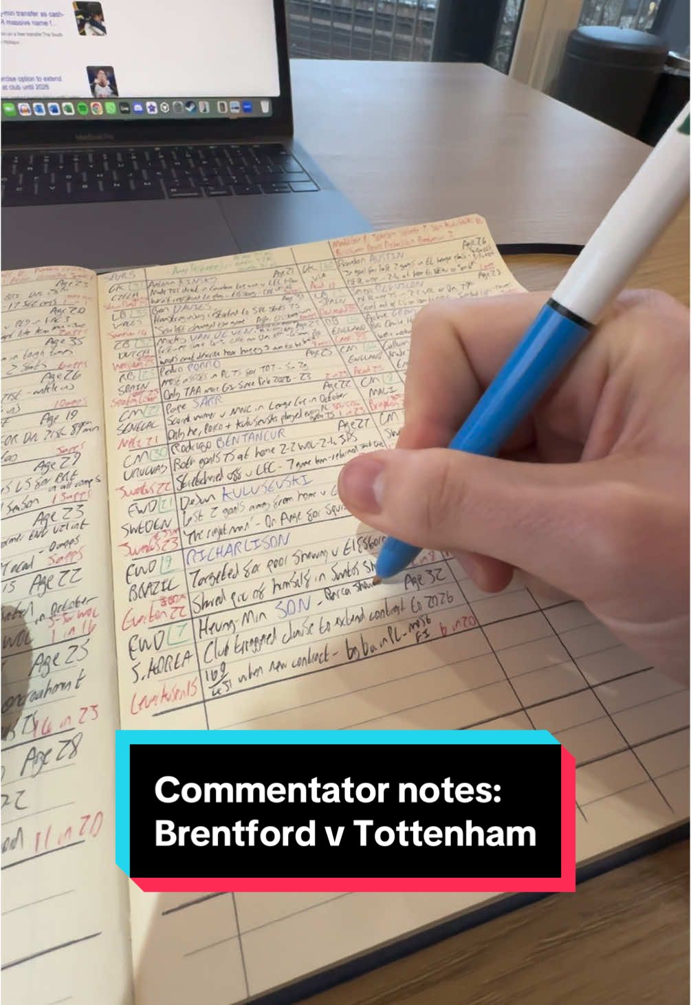 Football commentator notes for Brentford v Tottenham Hotspur in the Premier League #Commentator #Commentary #Footballtiktok #Brentford #Tottenham #THFC 