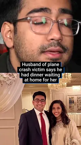Heartbroken husband, Hamaad Raza said he had ‘dinner waiting at home’ for his wife, Asra Hussain. He also told NBC, she was the ‘kindest person I’ve ever met’ who went ‘above and beyond’ for others before she was killed during the collision in Washington, DC, on Wednesday night. #news #usa #rip #tragicnews #planecrash 