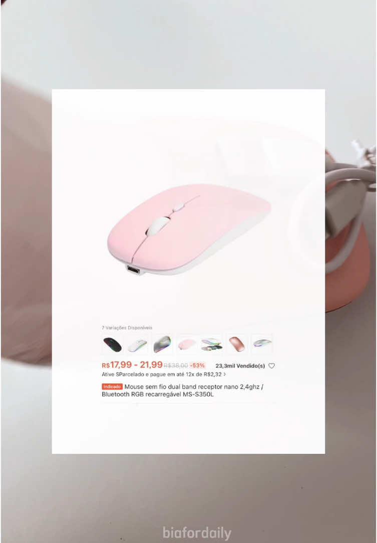 mouse famosinho da shopee 💗✨ #daily #shopee #mouse #achadinhos #achadosshopee #tecnologia #fy #meninas #girls 
