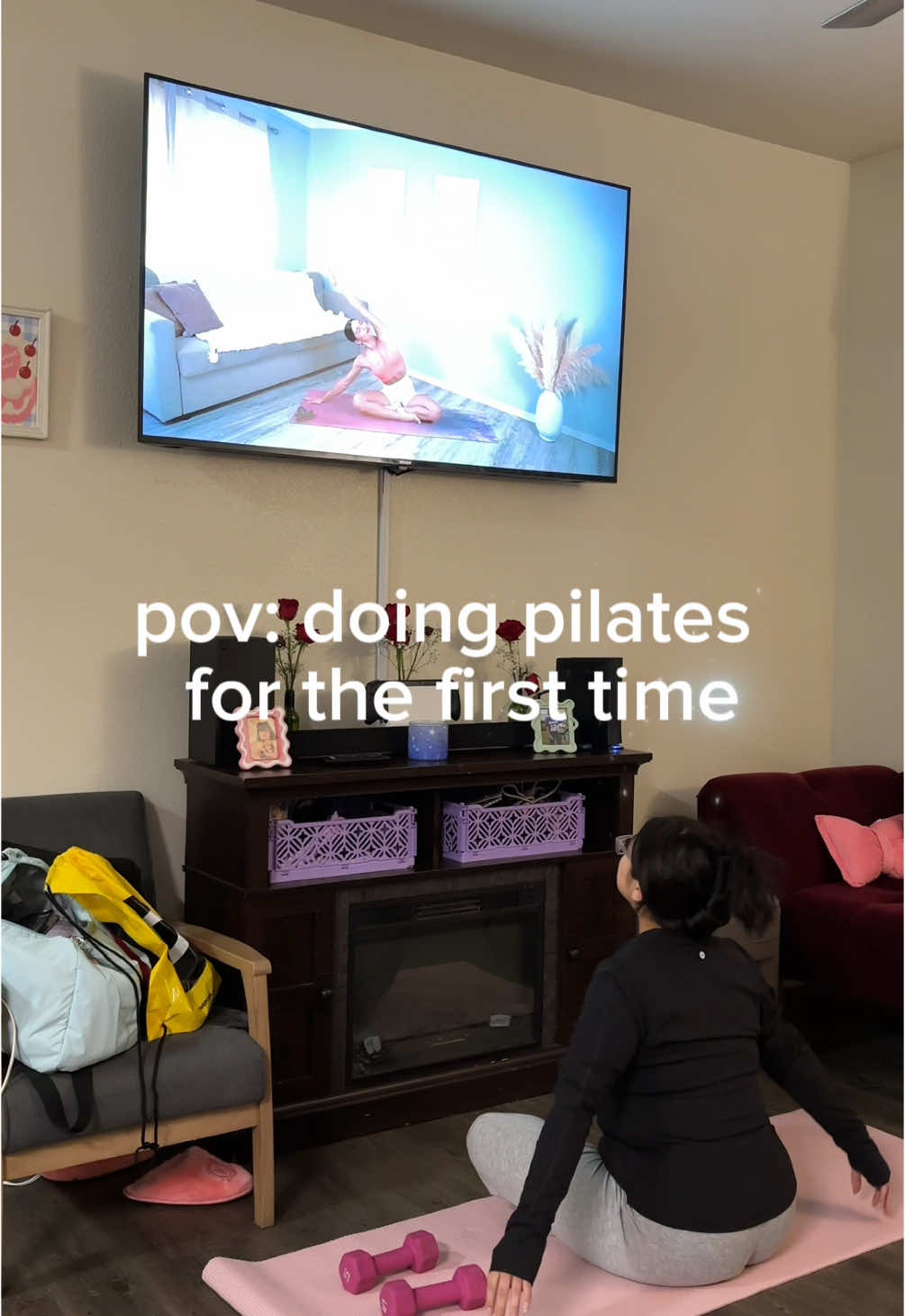 i tried something new! 😂 maybe day 14 will look better 🥺 #fyp #pilates #beginnerpilates #pilatesworkout #pilateschallenge #fyppppppppppppppppppppppp #midsizegal #mombody #m