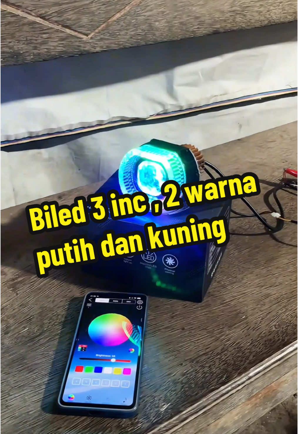 Biled projie matrix 3inc , 2 warna putih & kuning , shroud rgb bisa diatur lewat hp - Ibright ZE 212 Medium App #biled #biledprojector #minibiled #biledalaala #bileddanapelajar #okegarage 