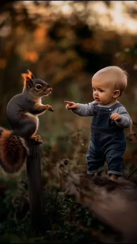 Kung Fu Baby versus Squirrel!   (A follower request) #baby #squirrel #viral_video #ai #kungfu #funnyvideo #kawaii #aivideo #Love #cute 