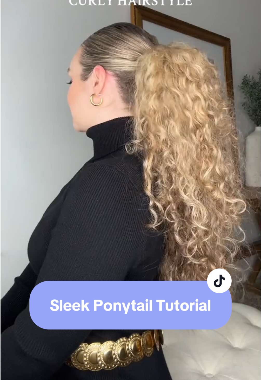 Sleek ponytail curly girl hairstyle 💖 #sleekponytail #curlyhairtutorial #curlyhairstyles #hairtutorial #ponytailtutorial #sleekhairstyle #hairstyleidea 