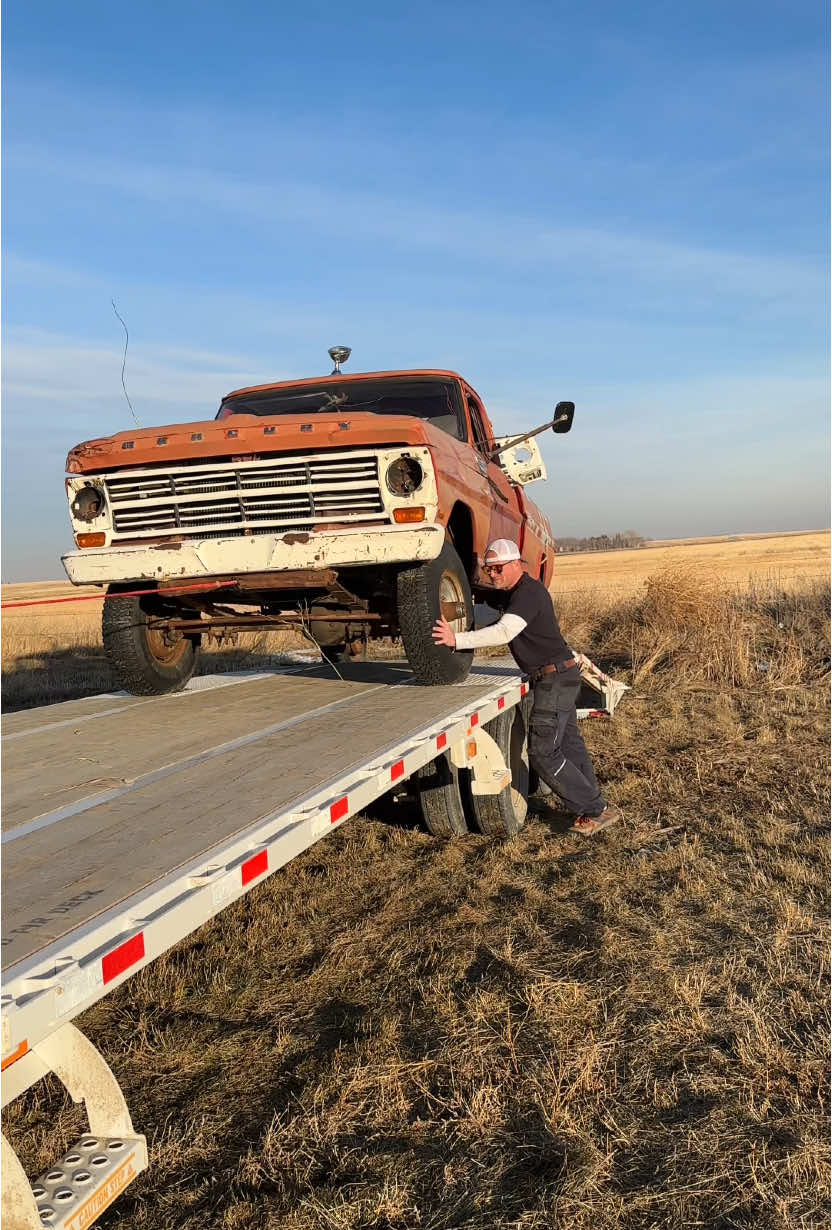 Loading up this old 1968 4x4 Mercury truck onto the @Southland Trailer Corp.  gooseneck with the @ericksonmanufacturingltd winch and axle tie down straps and bringing it to the shop. I legit found this rare old Mercury in a barn about 11 years ago and have been storing it at a friend’s house waiting until I have the time and money to restore it. The 4x4 model was rare and it was one of the trucks that was manufactured in the last couple months that Ford made Mercury trucks. I got it from the original owner who bought it new in 1968. #oldtruck #mercurytruck