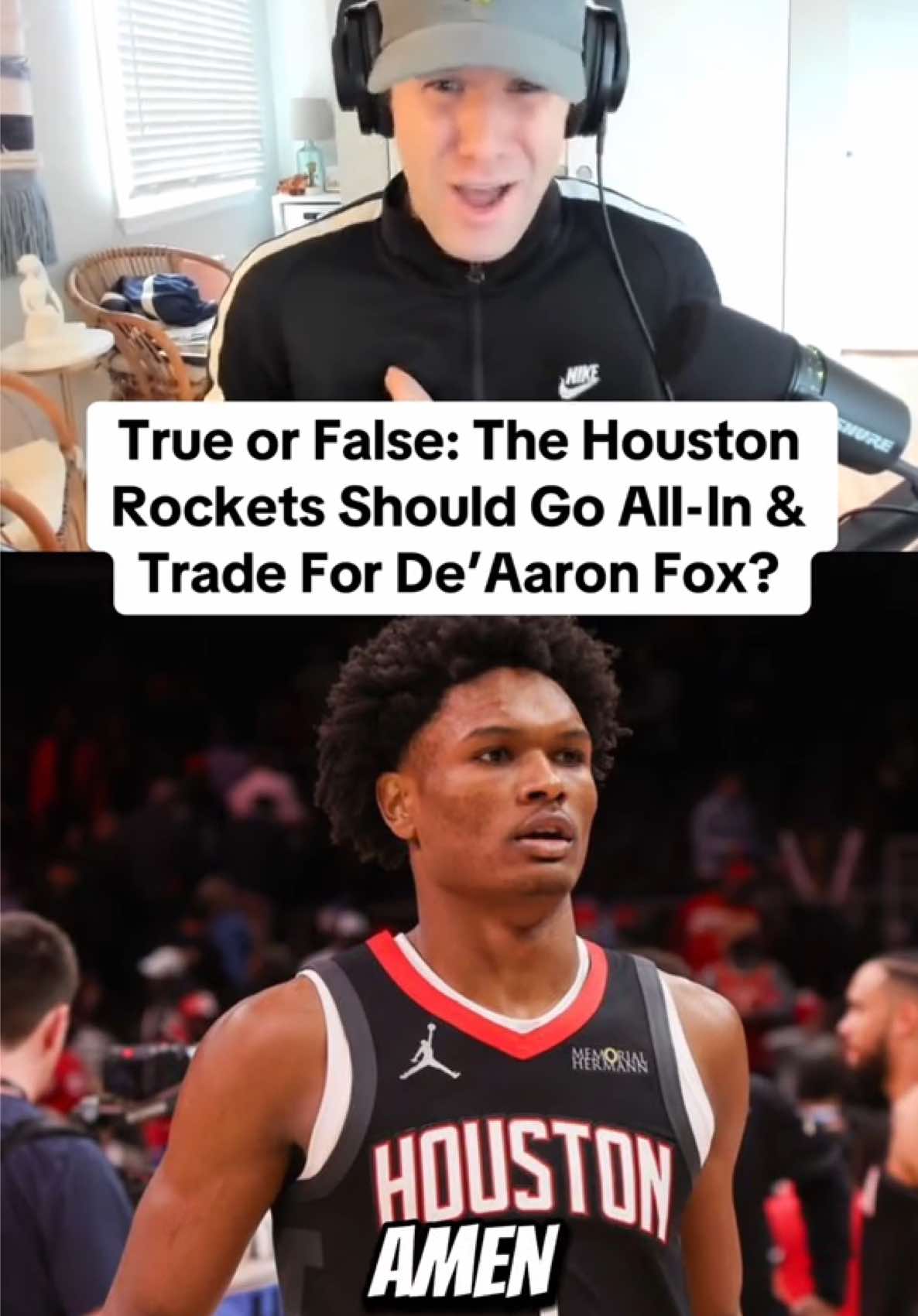 True or false: The Houston Rockers should go all in and trade for De’Aaron Fox? Should they consider a Jalen Green swap? #NBA #reaction #houstonrockets #nbanews 