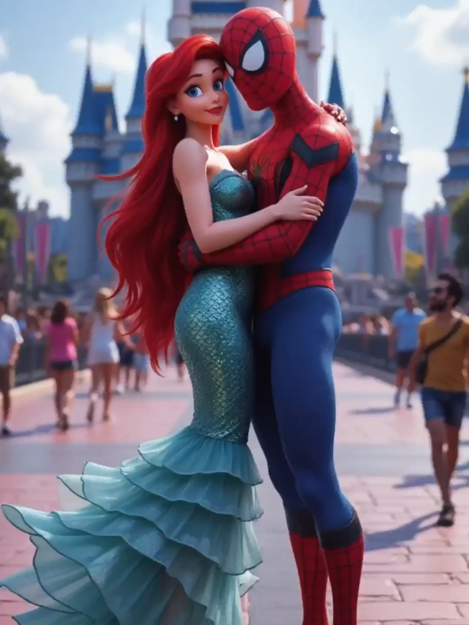 Spider-Man vs Disney Princesses Spider-Man meets the Princesses in a fusion duel. Spider-Man x Princesas Disney  Spider-Man encontra as princesas da Disney em um duelo de fusão. #spiderman #disney #fusion #hibryd #aiart 