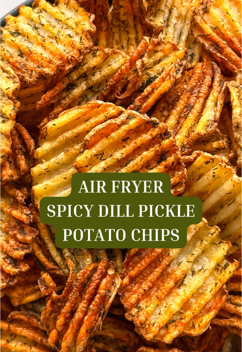 AIR FRYER SPICY DILL PICKLE POTATO CHIPS! Tangy, crunchy, very little oil needed—go ahead and eat the whole batch like I know you’ll want to! They’re so much lighter than store-bought chips, super crispy, and the spicy dill pickle flavor is super fun and utterly irresistible! YOU’LL NEED: -1 medium russet potato -Juice from 1 (16-ou) jar dill pickles -1 T + 1 tsp dried dill, divided -1 ½ tsp olive oil -½ tsp kosher salt -¼ tsp garlic powder -¼ tsp cayenne Slice the potatoes, marinate in pickle juice and 1 T dill for 1 hour, then pat dry and toss with olive oil, remaining dill, and spices. Air fry at 325°F until crispy, tossing every few minutes. Recipe with DETAILED STEP-BY-STEPS at the link in my bio #airfryerrecipes #healthysnacks #snackideas #dillpicklechips #spicychips #airfryersnacks #homemadechips #easysnackrecipes #SnackTime #homemadegoodness #dillpickles #dillpickle #potatochips #healthysnackideas