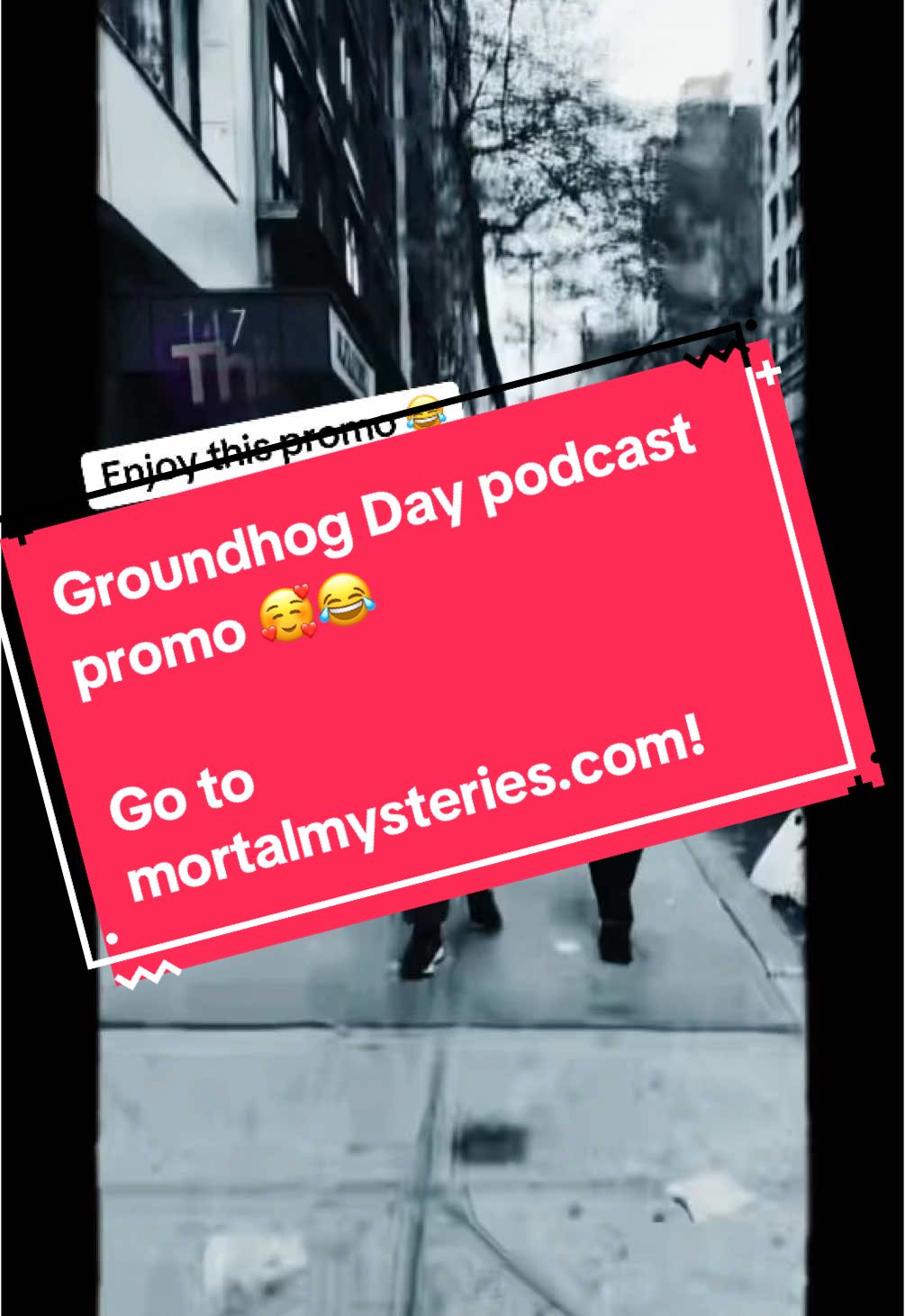 Lollll to this promo we shot in NYC 😂😂 check out mortalmysteries.com! Out 2/2/25 on fortify.space! #gravetok #manicpixiemom #taphophile #truecrime 