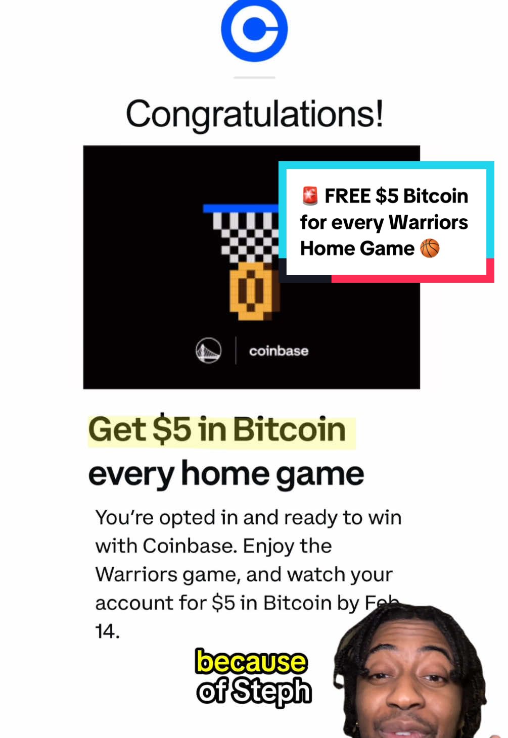 🚨 @Coinbase & @warriors are giving away FREE Bitcoin every home game 🏀  #bitcoin #coinbase #basketball #warriors #warriorsbasketball #btc #cryptok #yourthriftybff 