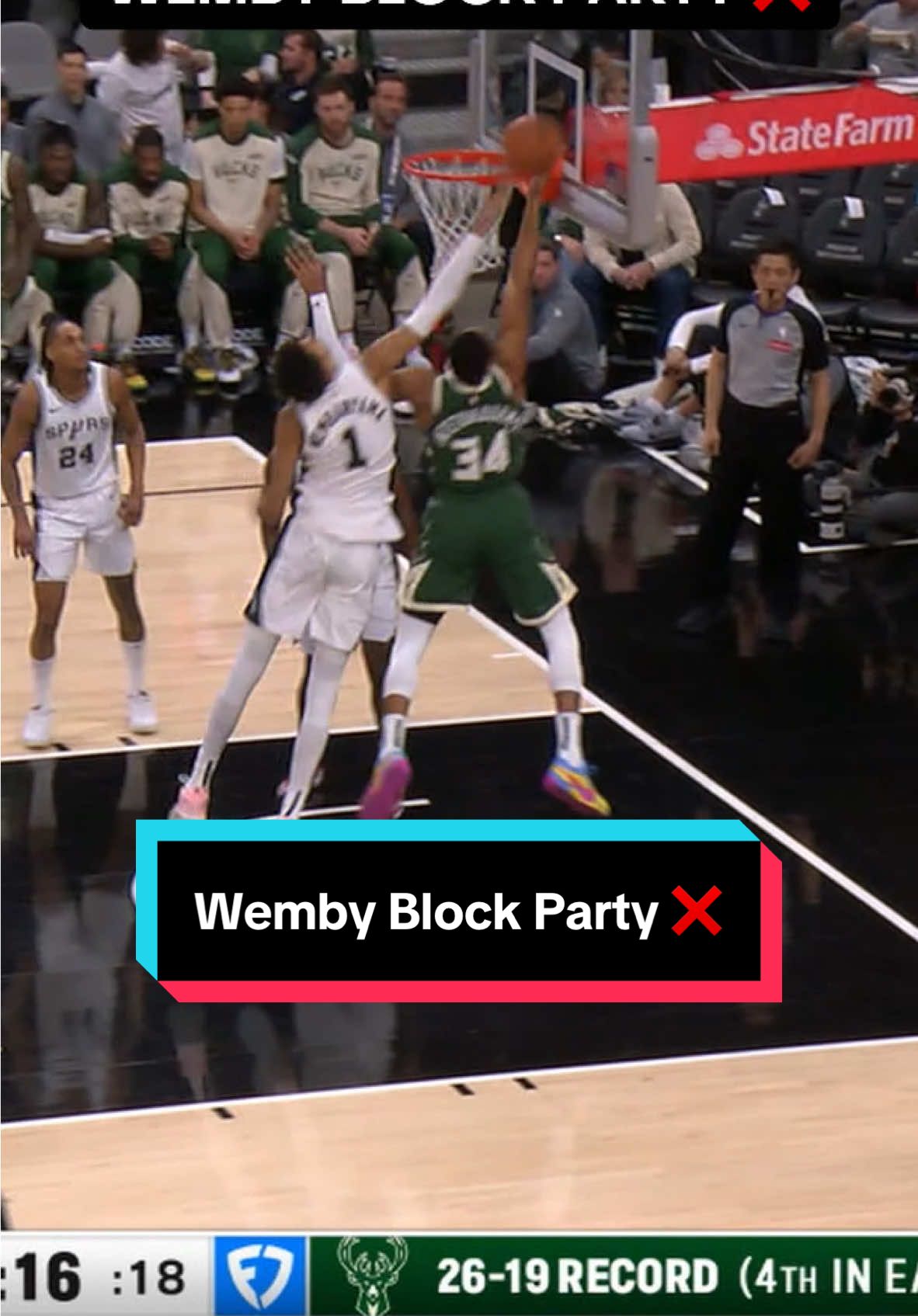 Back-to-back blocks over Giannis 😯 #NBA #basketball #VictorWembanyama #NBAHighlights 