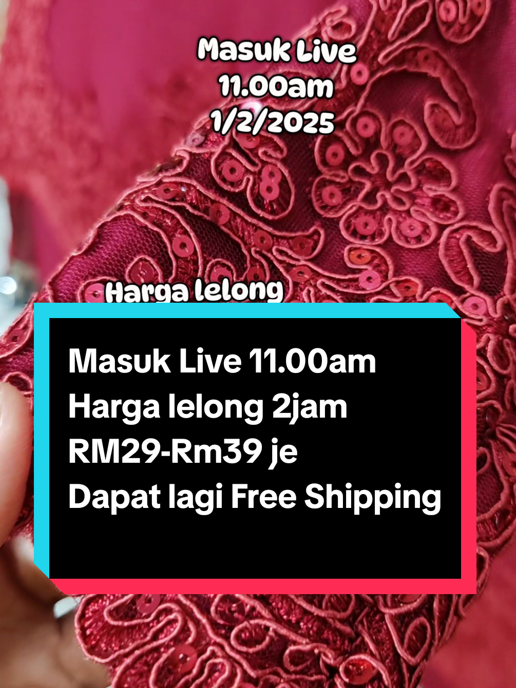 Masuk Live 11.00am 1/2/2025 Harga lelong 2jam 29-39 Rnggit je.. Bagi lagi free Shipping Sedondon ibu & anak.. Baru lah tak lari tema.. Baju Kurung labuci #bajukurungmurah #kurungmoden #bajuraya2025 #bajukurung 