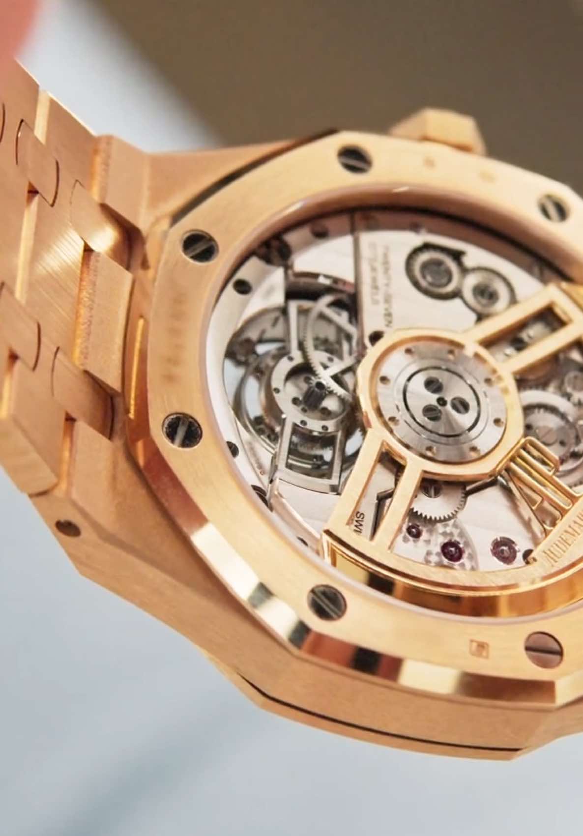 The almighty Audemars Piguet Royal Oak Flying Tourbillon in rose gold, available now. Quite possibly our favourite Royal Oak reference that we’ve had the pleasure of owning and listing for sale over the past few years, there is nothing quite like a flying tourbillon wristwatch, especially when it is an Audemars Piguet Royal Oak in their very elegant rose gold case and bracelet. Unlike a traditional tourbillon (which is mounted with a bridge that connects it to the movement on both sides), this particular reference, as noted in the model’s name, features a “flying tourbillon”. Invented in 1920 by master watchmaker Alfred Helwig, the flying tourbillon is mounted from the bottom, appearing to the eye as being unconnected and like it is hovering within the movement, making for a spectacular display. Showing light signs of wear yet remaining unpolished, the watch comes totally complete with its entirety of accessories from new, including its extra-large lacquered box, and is available for viewing in London and purchase worldwide. Please get in touch for further information and pricing. #AudemarsPiguet #RoyalOak #AudemarsPiguetRoyalOak #Tourbillon #RoyalOakTourbillon #AudemarsPiguetRoyalOakTourbillon #FlyingTourbillon #RoyalOakFlyingTourbillon #26730 #26730OR #watches #luxury #watchesoftiktok #fyp #watchtok #mensfashion #foryou #menswatches #style #watchoftheday 