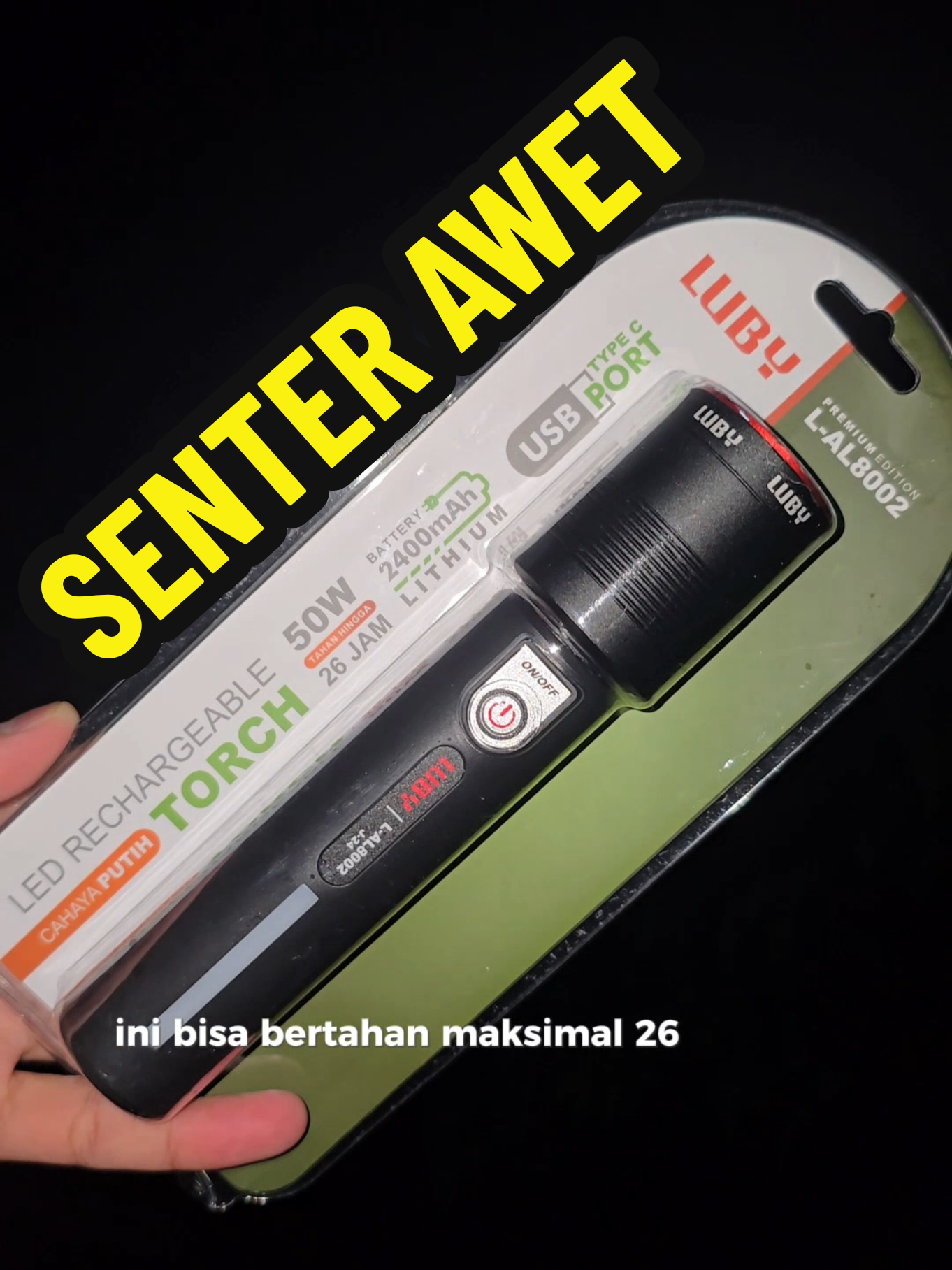 LUBY Senter Tangan bisa di Cas LED ZOOM 50W - Tahan Hingga 26 Jam Cari senter yang terang, awet, dan praktis? LUBY L-AL8002 hadir dengan teknologi terbaru  ✨ Fitur Unggulan: ✅ Fokus Cahaya Bisa Diatur – Tarik ke depan atau belakang untuk pencahayaan dekat atau jauh atau di zoom ✅ Fast Charging – Menggunakan USB Type-C, lebih cepat dan efisien. ✅ Daya Tahan Hingga 26 Jam – Nyala lebih lama, cocok untuk outdoor & keadaan darurat. ✅ Tahan Cuaca Ekstrem – Tetap andal dalam berbagai kondisi. ✅ Teknologi New Integrated Circuit – Konsumsi daya lebih efektif, performa lebih maksimal. order sekarang guys #sentersuperterang 