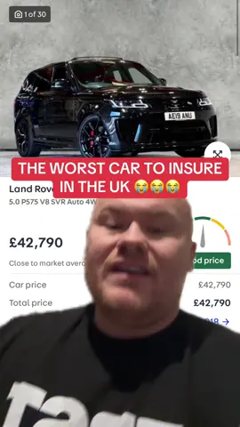 The worst car to insure in the UK 😭😭 #zacstudd #carsoftiktok #carguy #carinsurancetips #cartiktok #carinsurancehacks #rangeroversvr 