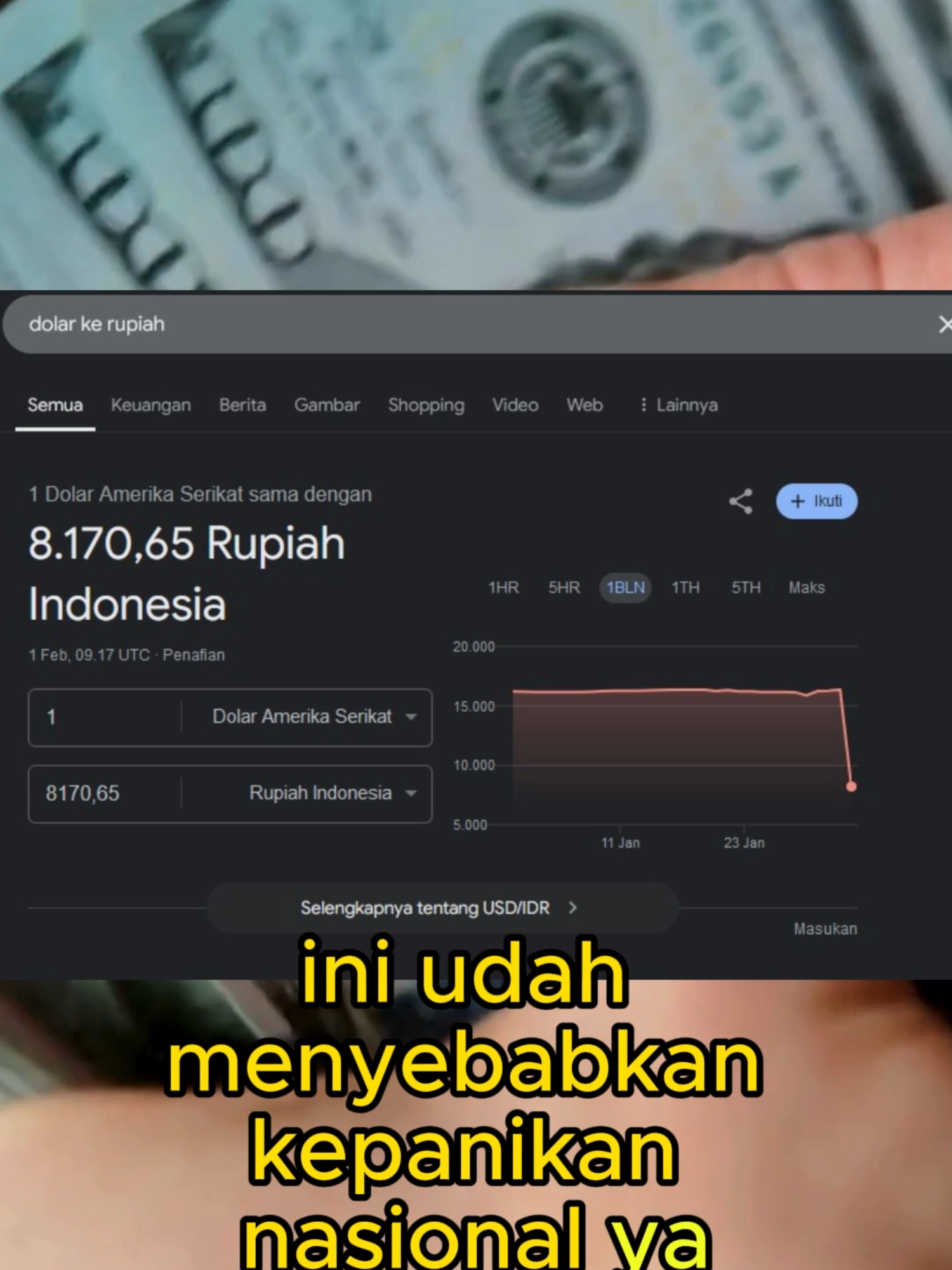 Dolar jadi 8 ribu rupiah ternyata hanya error dari google, BI sampai Klarifikasi...