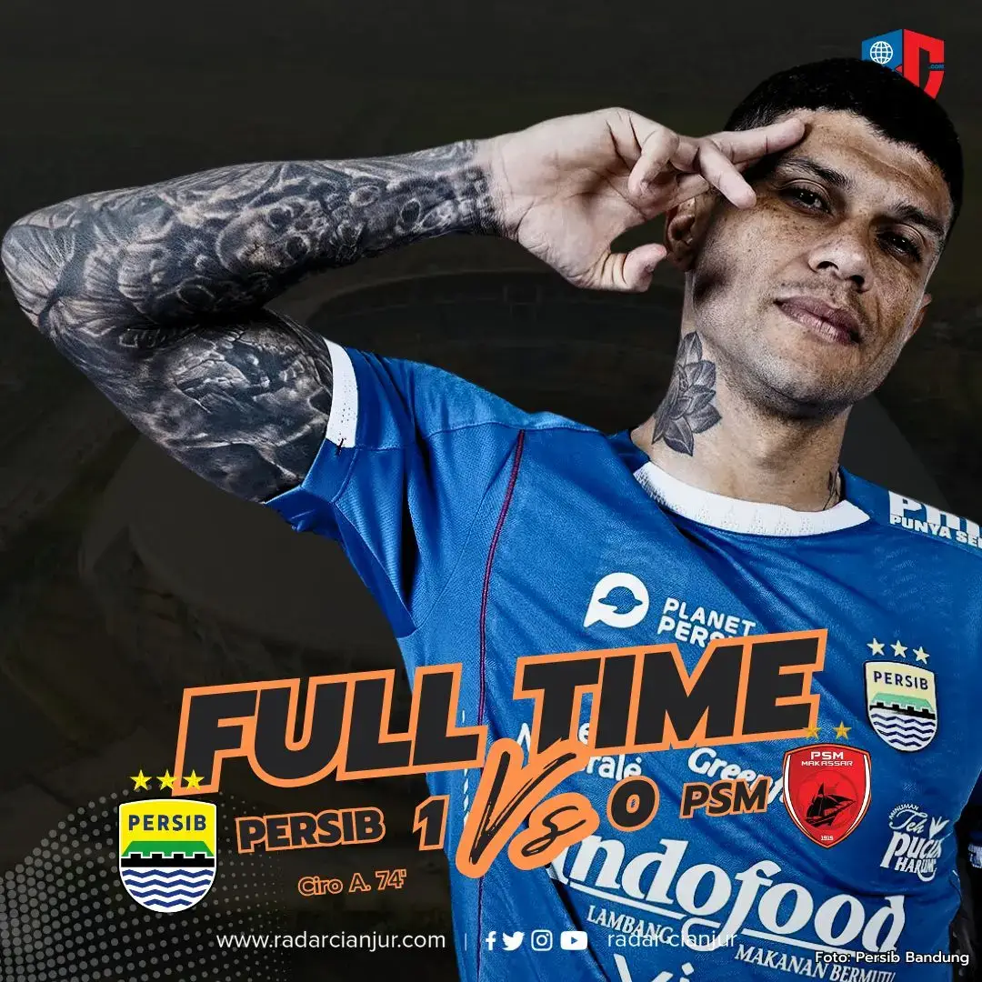 Puncak masih tetap dingin, Lur... 🥶🥶🥶 Persib Bandung kembali berhasil meraih kemenangan dengan skor tipis 1-0 dari tamu PSM Makassar. Persib pun masih kokoh di puncak klasemen dengan 46 poin dan di posisi kedua Persebaya dengan 38 poin sama dengan Persija di posisi ke 3 dengan 38 poin juga. Optimis juara, Lur? #radarcianjur #persib #persibbandung 