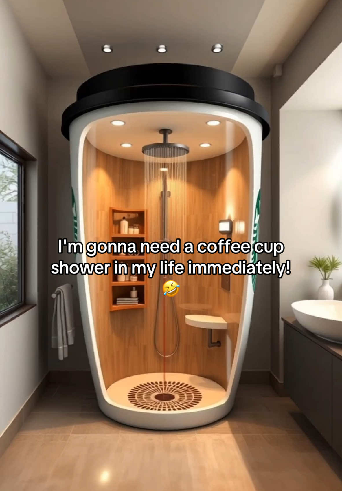 No better way to start your day than in a giant coffee cup shower! ☕️☕️ #coffeelover #coffeetime #interiordesign #tiktokmademebuyit 