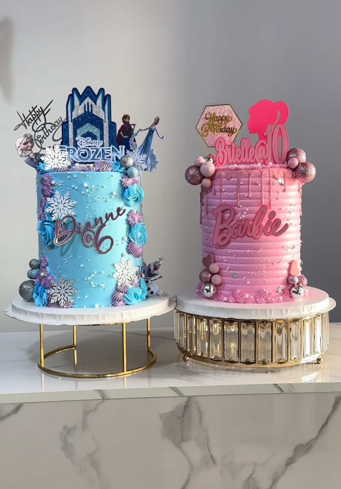 Dreamy frozen cake for Dionne & a fabulous Barbie cake for Brielle!  We make the best themed cakes in Ghana. For enquiries/bookings; Dm @nakbakerygh  Call or whatsapp +233 503694749 #nakbakerygh #CustomCakes #FrozenCake #BarbieCake  #whippedcreamcakes #birthdaycakesinghana #cakeforkids #cakevendorsinghana 