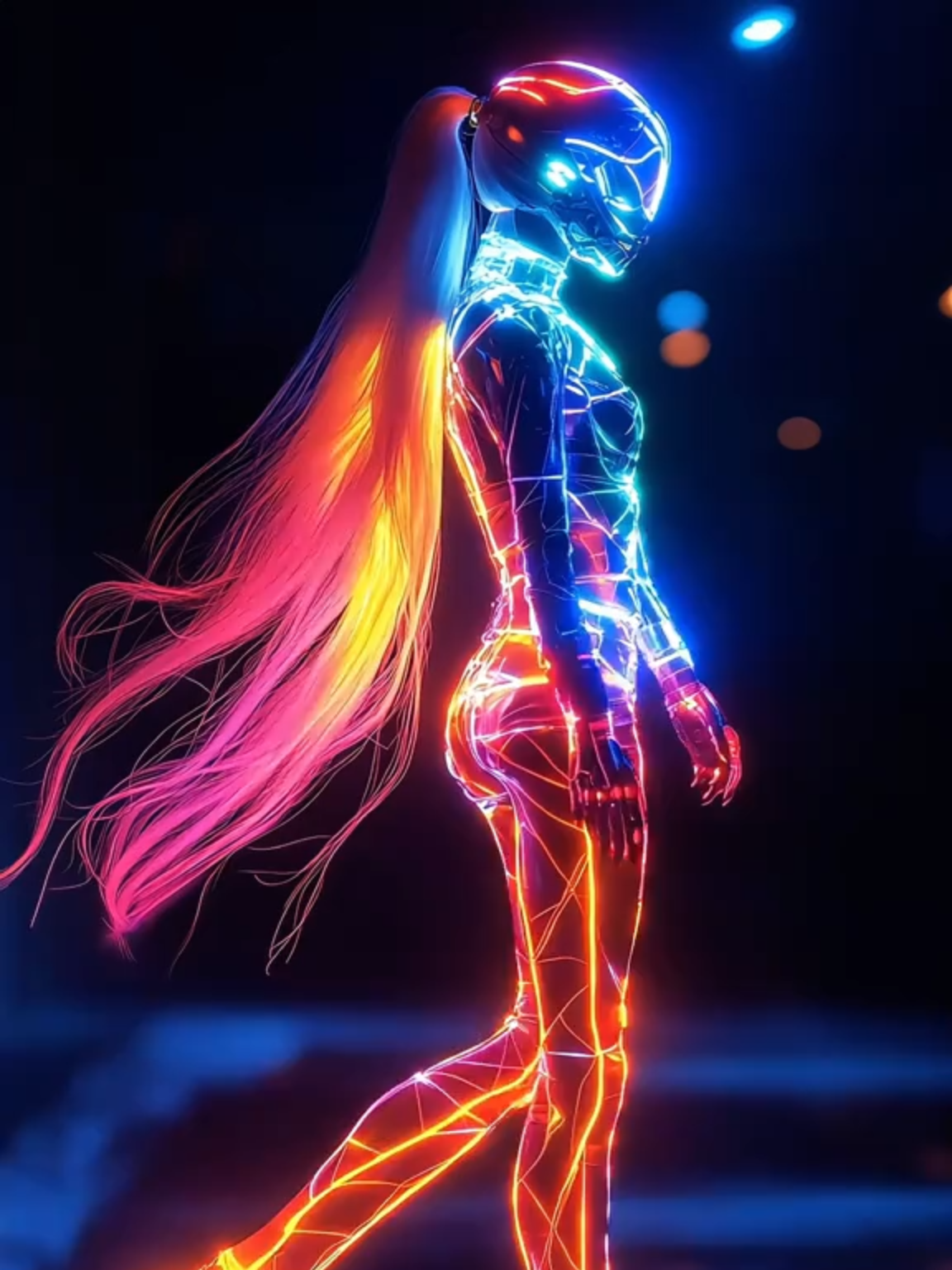 Live Wallpaper 4k : 🌈✨ Watch as this stunning woman walks gracefully, her outfit and hair transitioning through vibrant gradients of colors! This mesmerizing animation showcases fluid movements and dynamic effects. Don't miss out on this captivating scene! 🌈✨ #Neon #cyberpunk #LiveWallpaper #2025 #livewallpaper #livewallpaper4k #ai