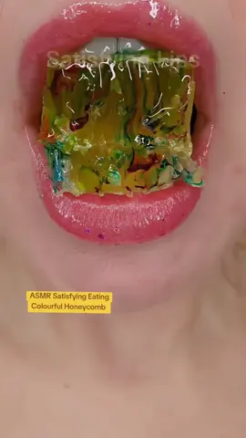 ASMR Satisfying Eating Colourful Honeycomb #asmr #honey #satisfyinglips 