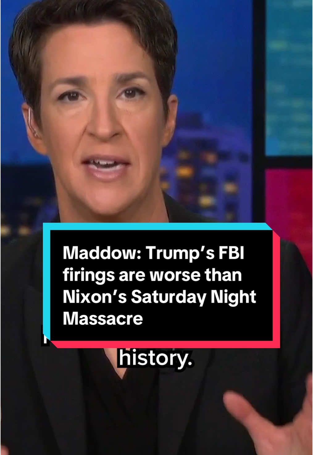 Rachel Maddow says the Trump administration's purge of senior FBI officials is "inarguably" worse than Richard Nixon's infamous "Saturday Night Massacre." @The Rachel Maddow Show #trump #nixon #rachelmaddow