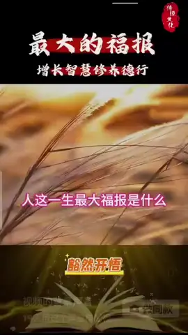 人生漫漫，诸多追求，而心怀善念、积极践行或 许才是“最大的福报”。#国学智慧 #文化 #传承 #人生