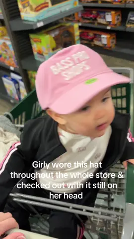 Pov you’re the cutest girly who lovesss new hats! When I tell you this girl loved this hat I’m not kidding, she literally had the cashier scan it while it was on her head! 😂 #cutebaby #babygirl #babyhats #cutegirl #girlmom #sahmlife #bassproshop #cabelas @bassproshops sponsor her