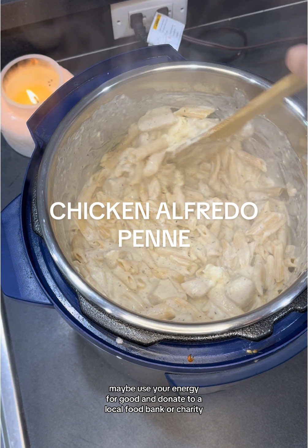 A creamy, one-pot dinner that’s packed with flavor and perfect for busy nights, or cold nights, or nights when you just don’t want to fight with a mini version of you!! Ingredients: - 2 tbsp unsalted butter  - 1 garlic clove, minced  - 2 lbs boneless, skinless chicken breast or tenders, cut into 1-inch pieces  - 2 tsp Italian seasoning  - 1 tsp salt - 1 tsp freshly ground black pepper  - 16 oz penne pasta  - 4 cups chicken broth  - 8 oz cream cheese, at room temp  - 1 cup grated Parmesan cheese  - 1/2 cup heavy cream or whole milk  Instructions: 1️⃣ Set the Instant Pot to **Sauté** mode. Melt the butter, then add garlic, chicken, Italian seasoning, salt, and black pepper. Sauté for about 5 minutes until the chicken is mostly cooked through. 2️⃣ Add the penne pasta in an even layer on top of the chicken, trying to get the pasta to lay as flat as possible. Pour the chicken broth over the penne, just covering it; use a spoon to nudge down any pasta that is sticking out above the liquid. 3️⃣ Secure the lid and set the Pressure Release to *Sealing*. Press the *Cancel* button to reset the cooking program, the select the *Pressure Cook* or *Manual* setting and set the cooking time for 5 minutes at high pressure. (The pot will take about 15 minutes to come up to pressure before the cooking program begins.) 4️⃣ When the cooking program ends, let the pressure release naturally for 5 minutes, then move the Pressure Release to *Venting* to release any remaining steam. Open the pot and stir in the cream cheese, Parmesan cheese, and heavy cream. Let stand for 2 minutes to allow the sauce to thicken. Stir once more and adjust the seasoning to fit your taste!  5️⃣ Serve hot and enjoy! Save this for later & tag me when you try it! 🤍 #momof7 #EasyRecipe #DinnerIdeas #MomsofTikTok #bigfamily 