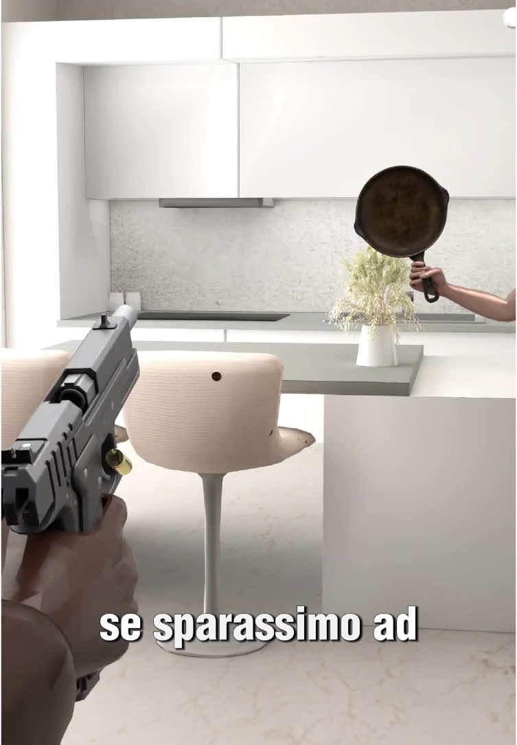 Quante Padelle Servono Per Fermare Un Proiettile? 😨 #3d #blender #3danimation #3dart #foryoupage #fy #fyp #zackdfilms 