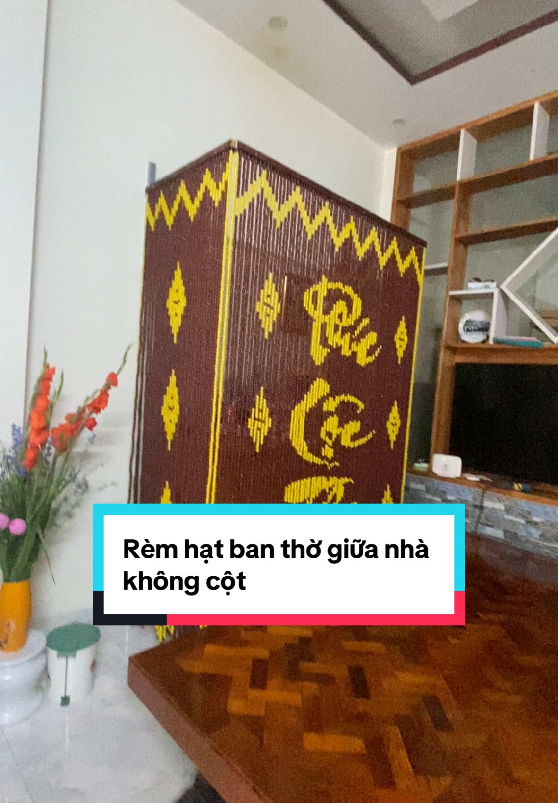 Rèm hạt ban thờ giữa nhà không cột #dayremthieuhuong #remhatgobantho 
