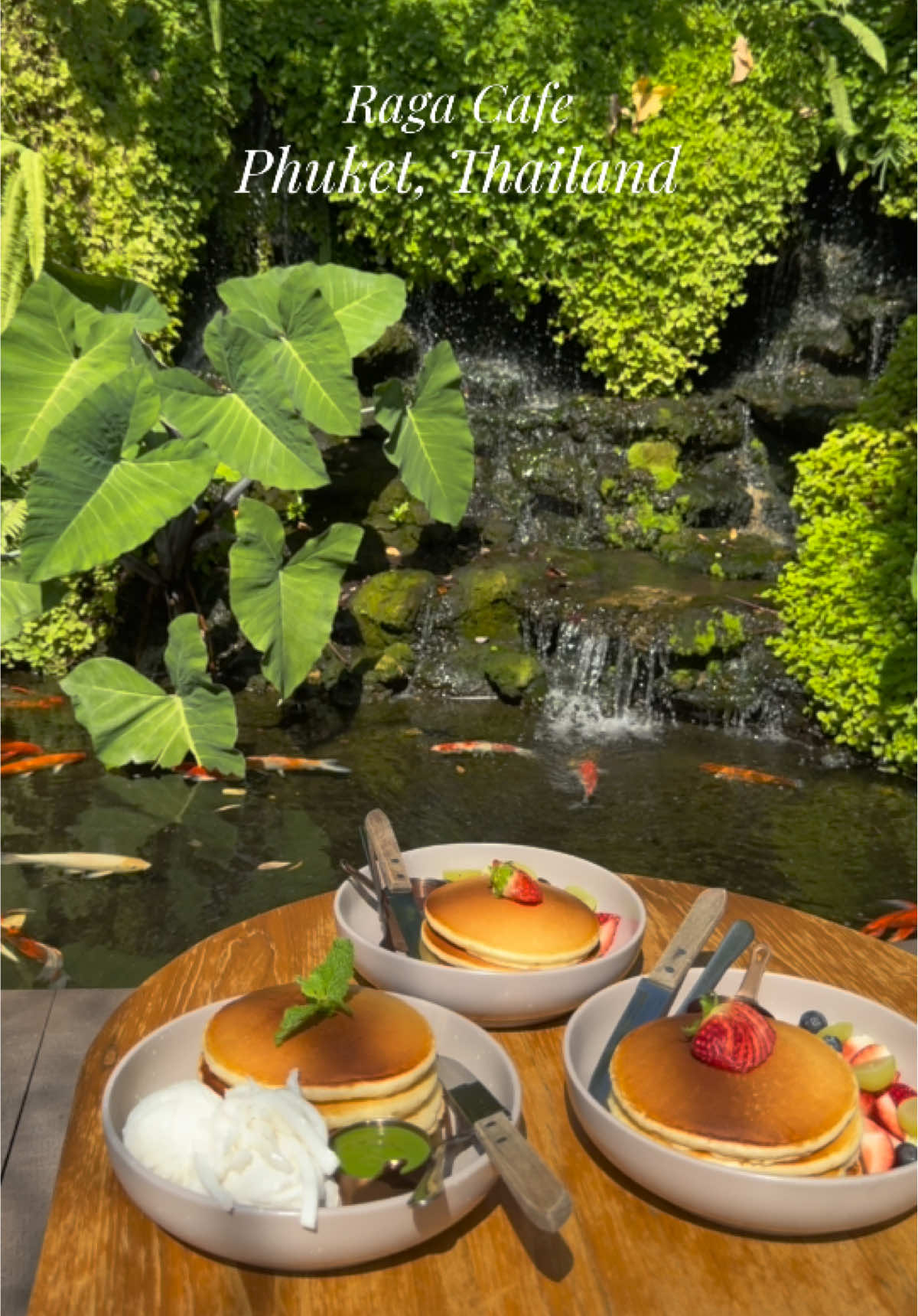 Raga Cafe is a hidden gem in Phuket which offers all day brunch with stunning garden setting with a mini waterfall #ragacafe #phuket #phuketcafe #phuketthailand #phukettrip #phuket2025 #thailandfood 