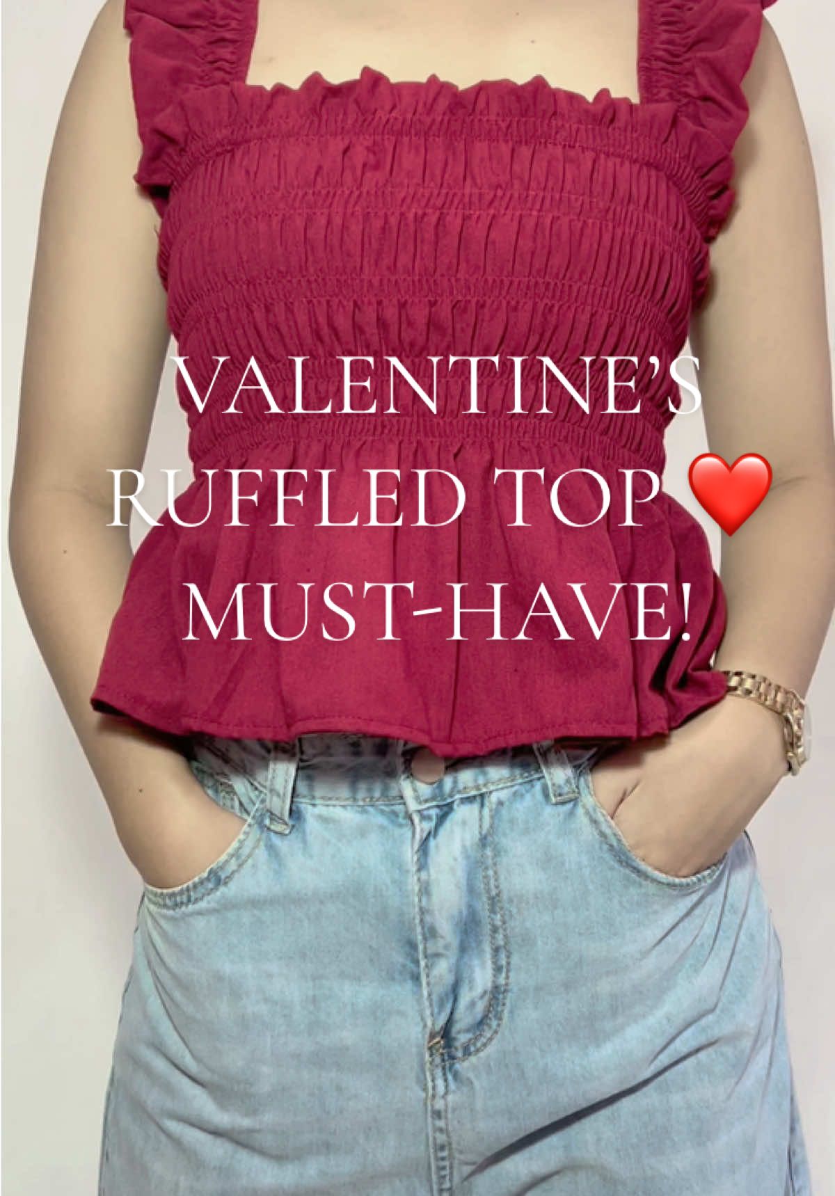 Ruffled up in love this Valentine’s! ❤️ Perfect top for a sweet and stylish date night. 💕 #fyp #valentinesootd  #ruffledtop #OOTD #datenightfit #valentineslook #loveinstyle