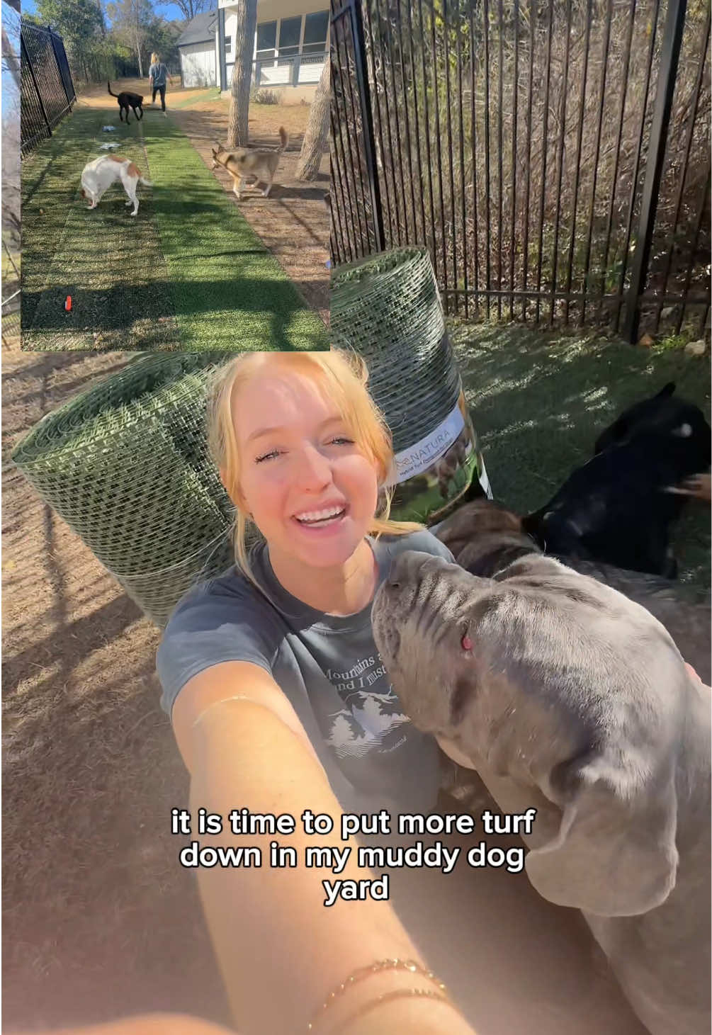 Installing more of Natura’s artificial turf in my muddy dog yard 🐶💚🌱🐾 link in my profile for a discount!! #NaturaPartner #Naturaturf #muddydogs #muddyyard #diyproject #yard #backyard #backyardtransformation #yardwork #yardtransformation #dogmom #dogproblems #lifewithdogs #yardhacks #artificialturf #turftok #dogs #Home #dogproducts 