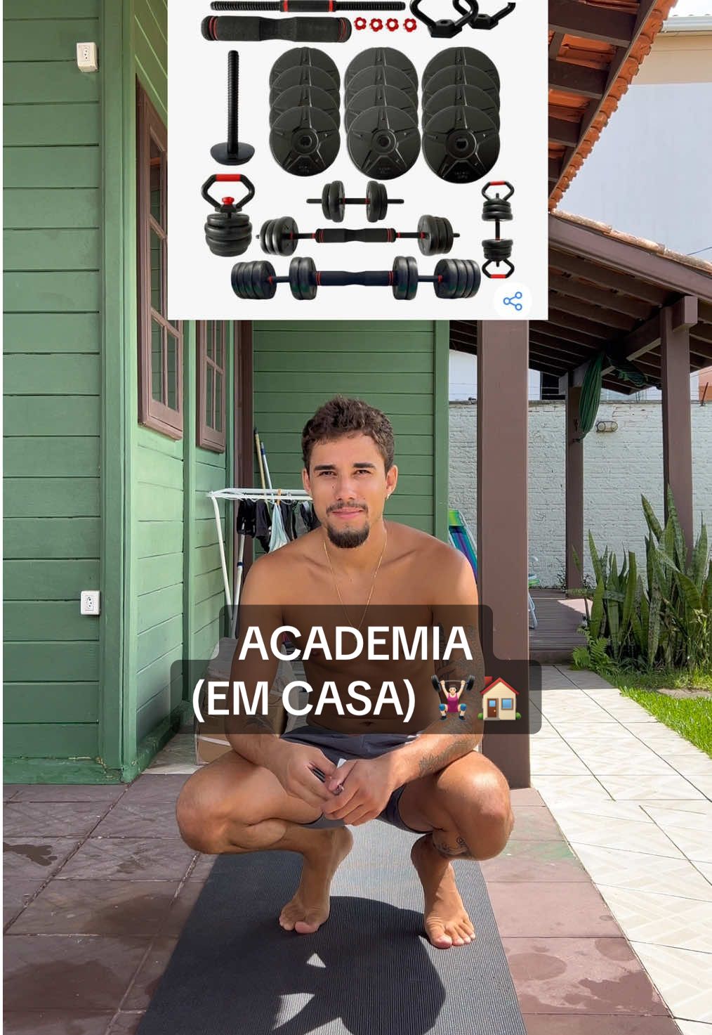 🏋🏻‍♀️academia em casa part I. Deixe nos comentários ideias do que eu posso ter em casa para treinar #rotina #treino #exercicioemcasa #academia #creatorsearchinsights 