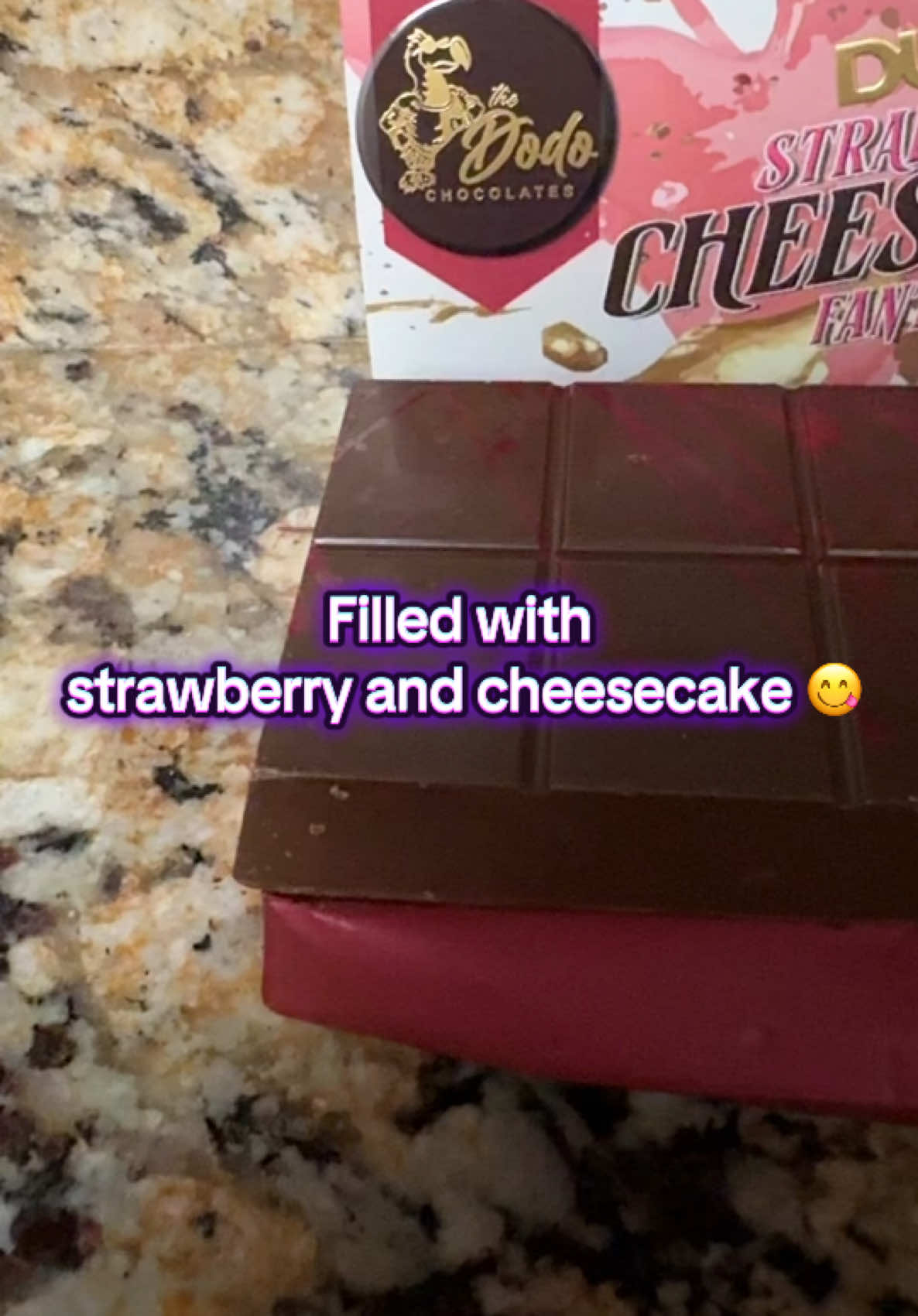 Yummy chocolate filled with cheesecake and strawberry 🍓 